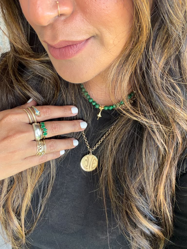 Natural Emerald Stacking Ring | Bubble Ring Gold | Stackable Gemstone Ring