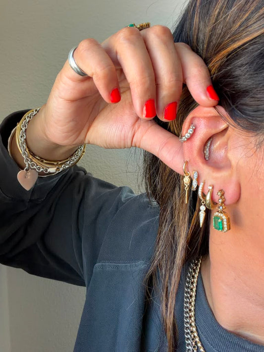 Natural Emerald Statement Earrings | Heirloom Drop Earrings Gold