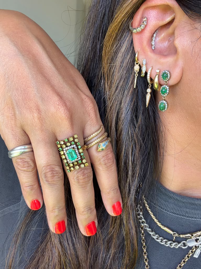 Natural Emerald Drop Earrings | Vintage-Inspired Gold Earrings