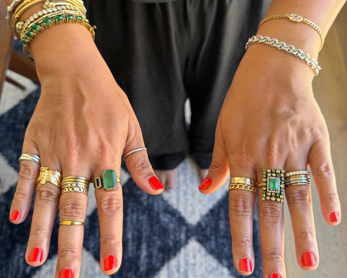 Natural Emerald & Yellow Diamond Statement Ring | Heirloom Gold Ring
