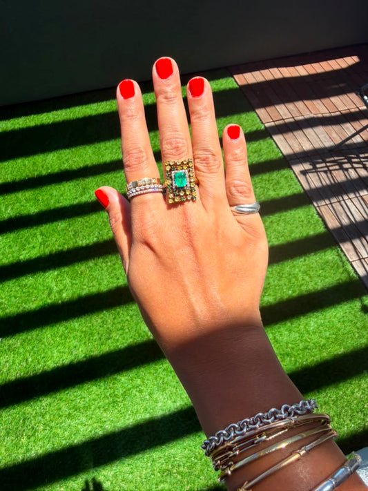 Emerald & Yellow Diamond Statement Ring